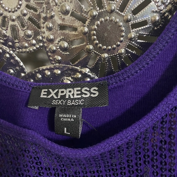 2 Express sequin front tank tops, size large. 1 purple and 1 gold. Sold as set. - Picture 10 of 10